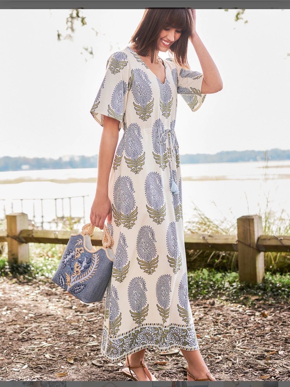 NWOT Spartina 449 Blakelynn Cotton Midi Dress in Hamilton Paisley - Size Small